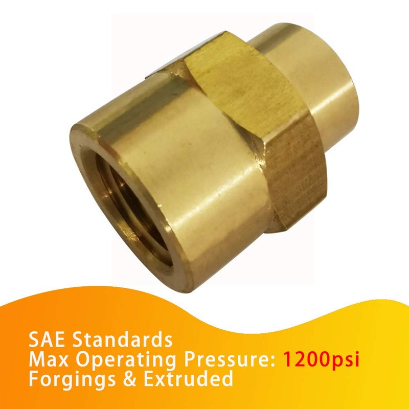 Legines NPT Reducing Coupling Brass 1/4" Female x 1/8" Female, Hex Reducer Coupler Adapter Pipe Fitting 1200psi (Pack of 2) - Image 2